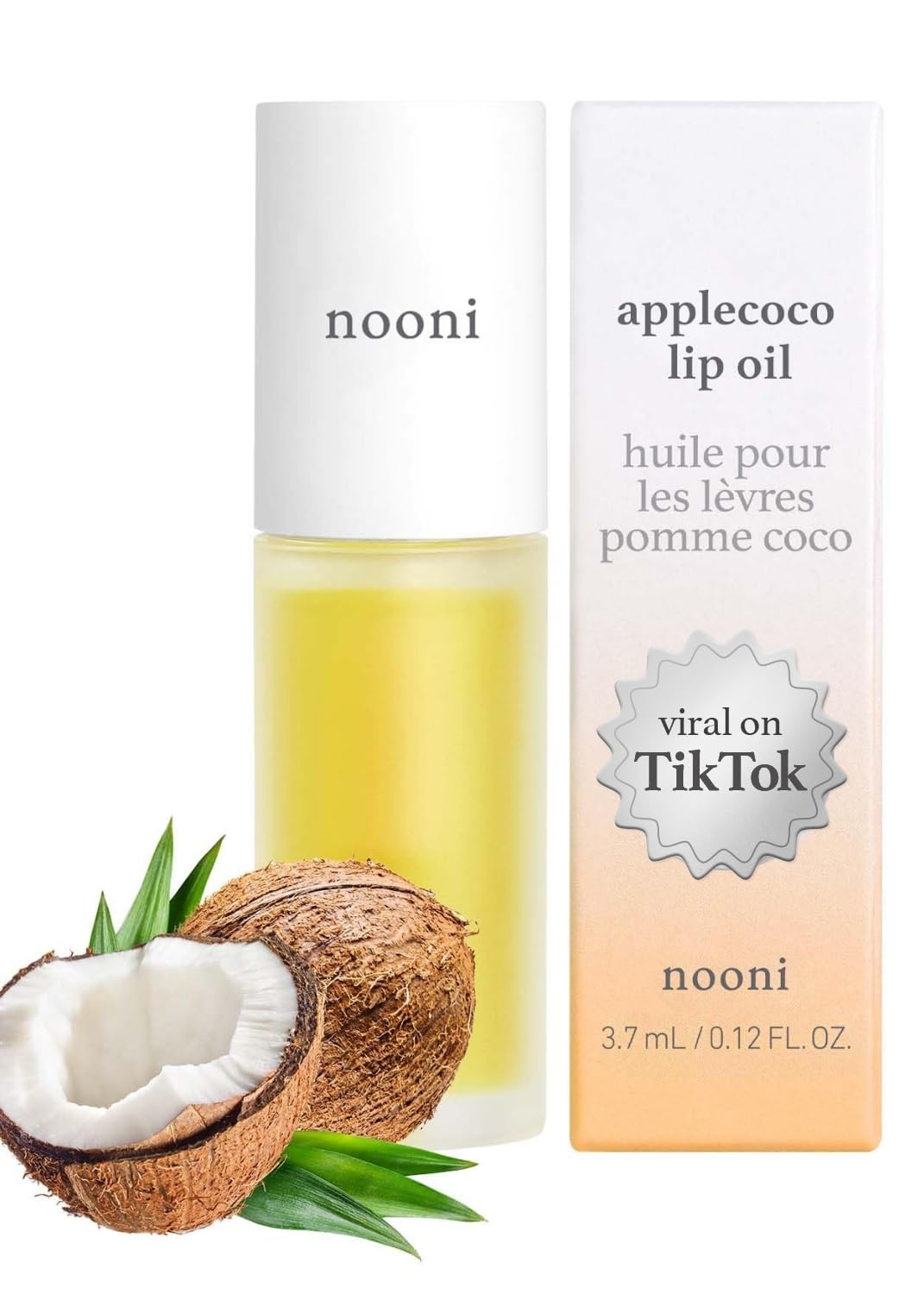 Nooni Korean Vegan Lip Oil - Applecoco | Long-Lasting Moisturizing Lip Stain, 0.12 Fl