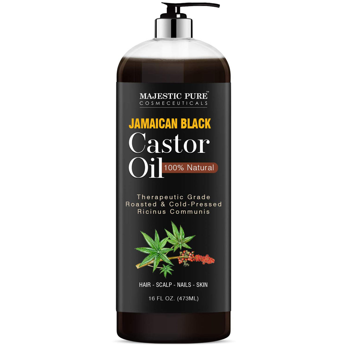 Majestic Pure Jamaican Black Castor Oil - Hair Strengthening & Nourishing, 16 Fl Oz