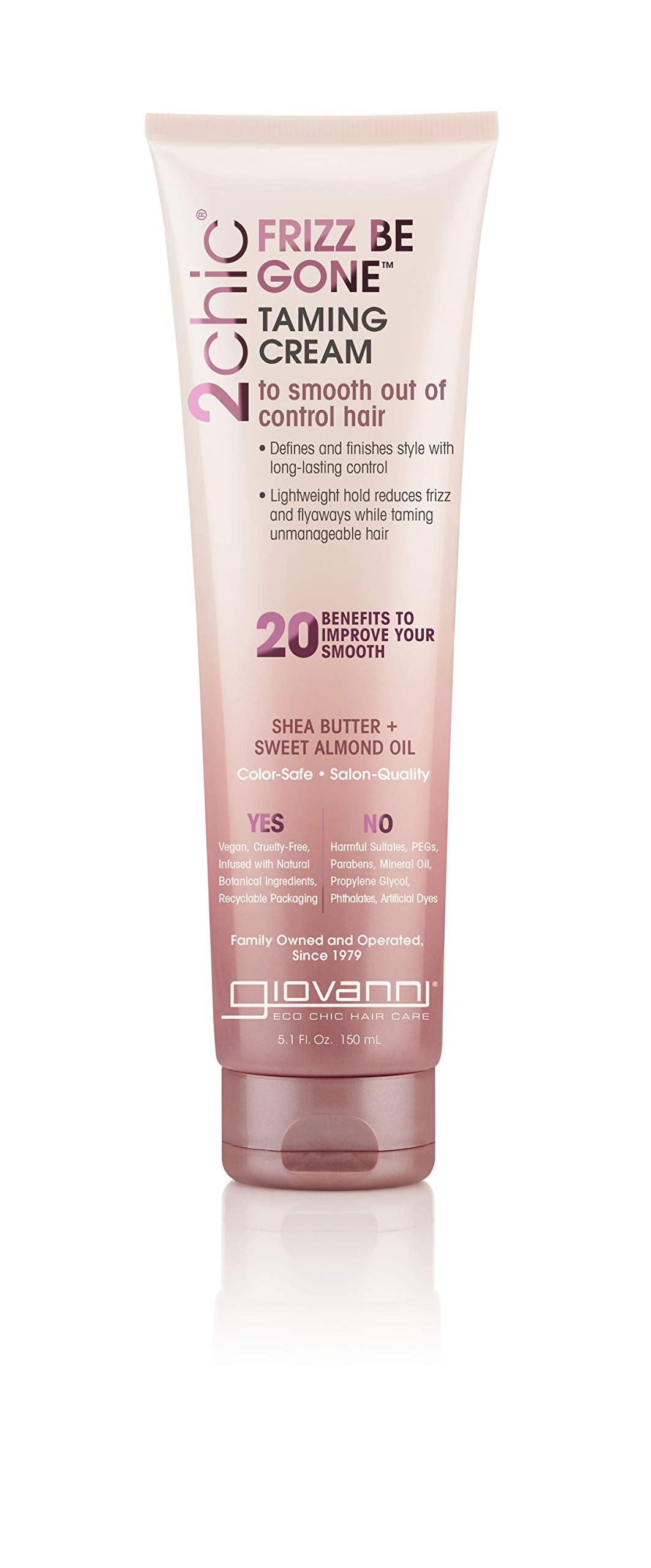 Giovanni Frizz Be Gone Taming Cream - Vegan Hair Smoothing With Shea Butter & Almond Oil, 5.1