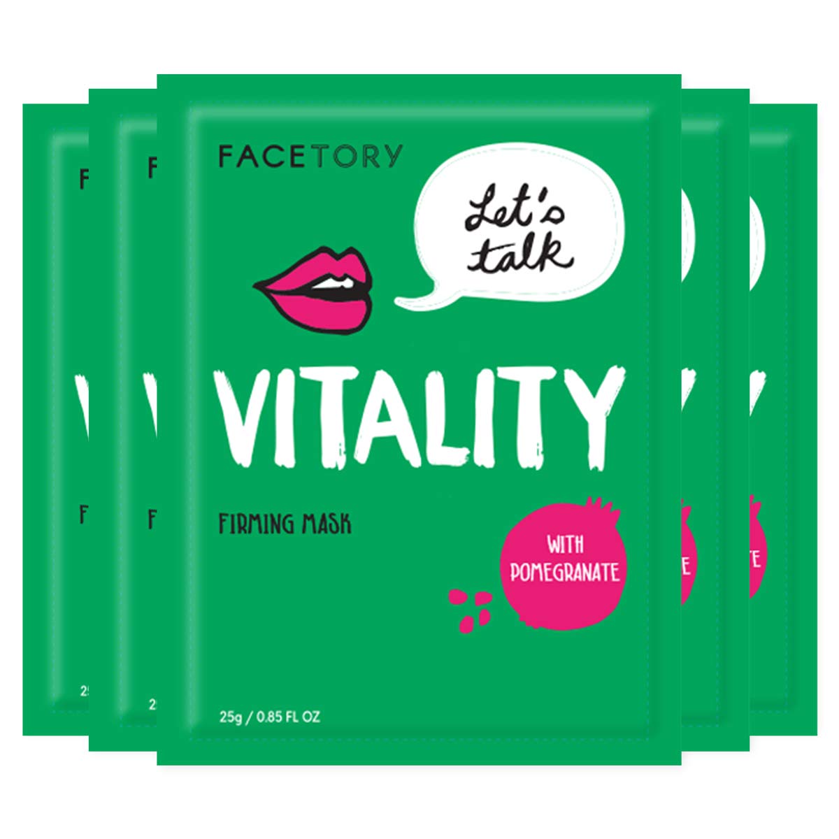 FACETORY Vitality Pomegranate Antioxidant Firming Mask - Lifting & Hydrating (5 Count)