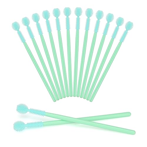 G2Plus 50Pcs Green Disposable Silicone Eyelash Mascara Wands Brushes For Makeup Application