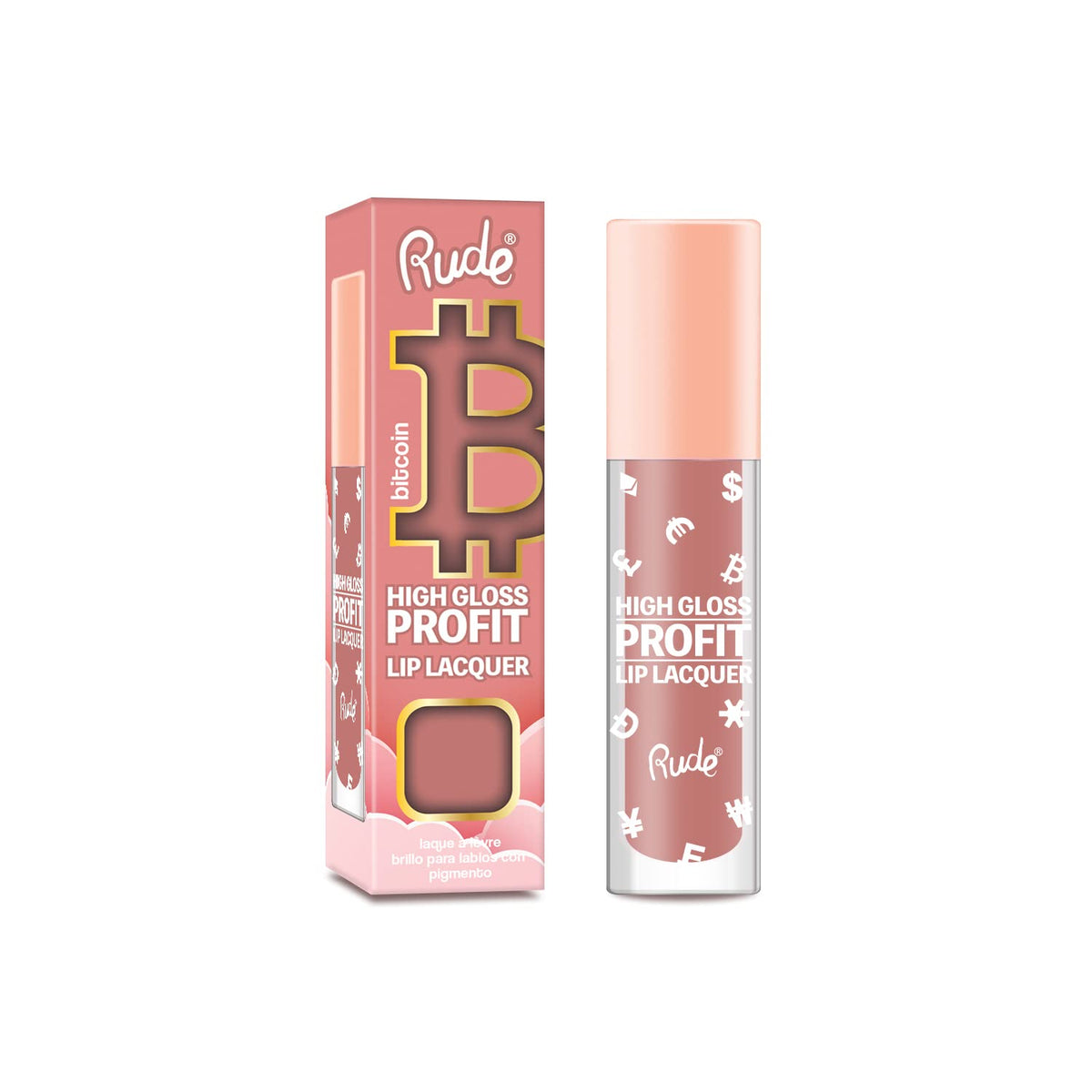 Rude High Gloss Profit Lip Lacquer - Bitcoin Lip Gloss For Women, 0.141 Oz, Black