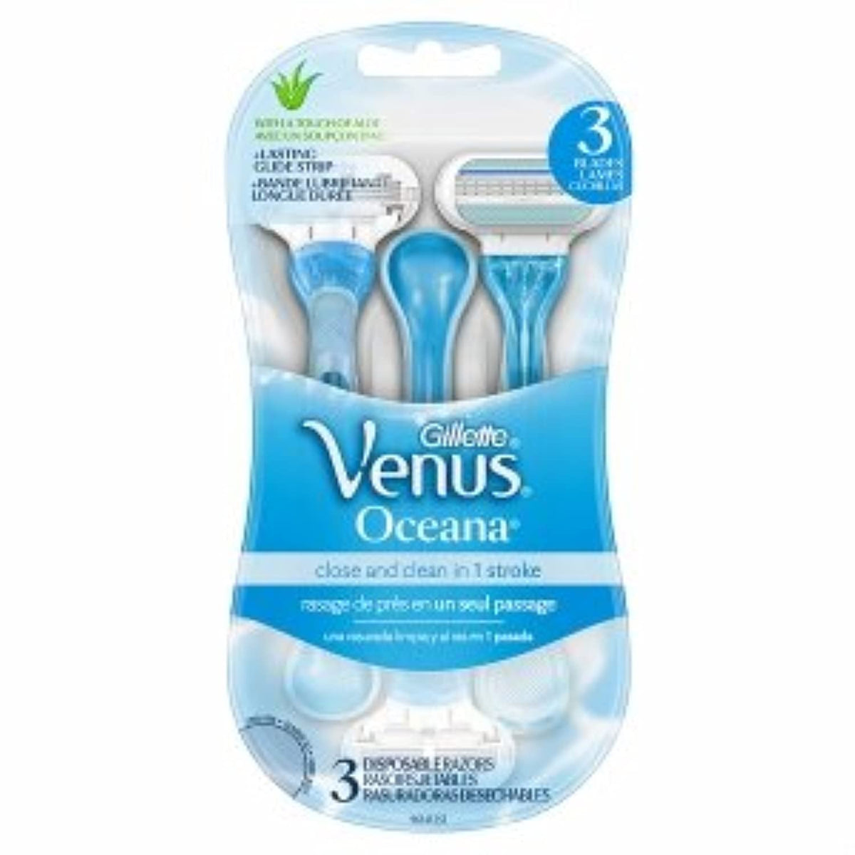 Gillette Venus Oceana Disposable Razors - 3 Count, Smooth Shave For Women