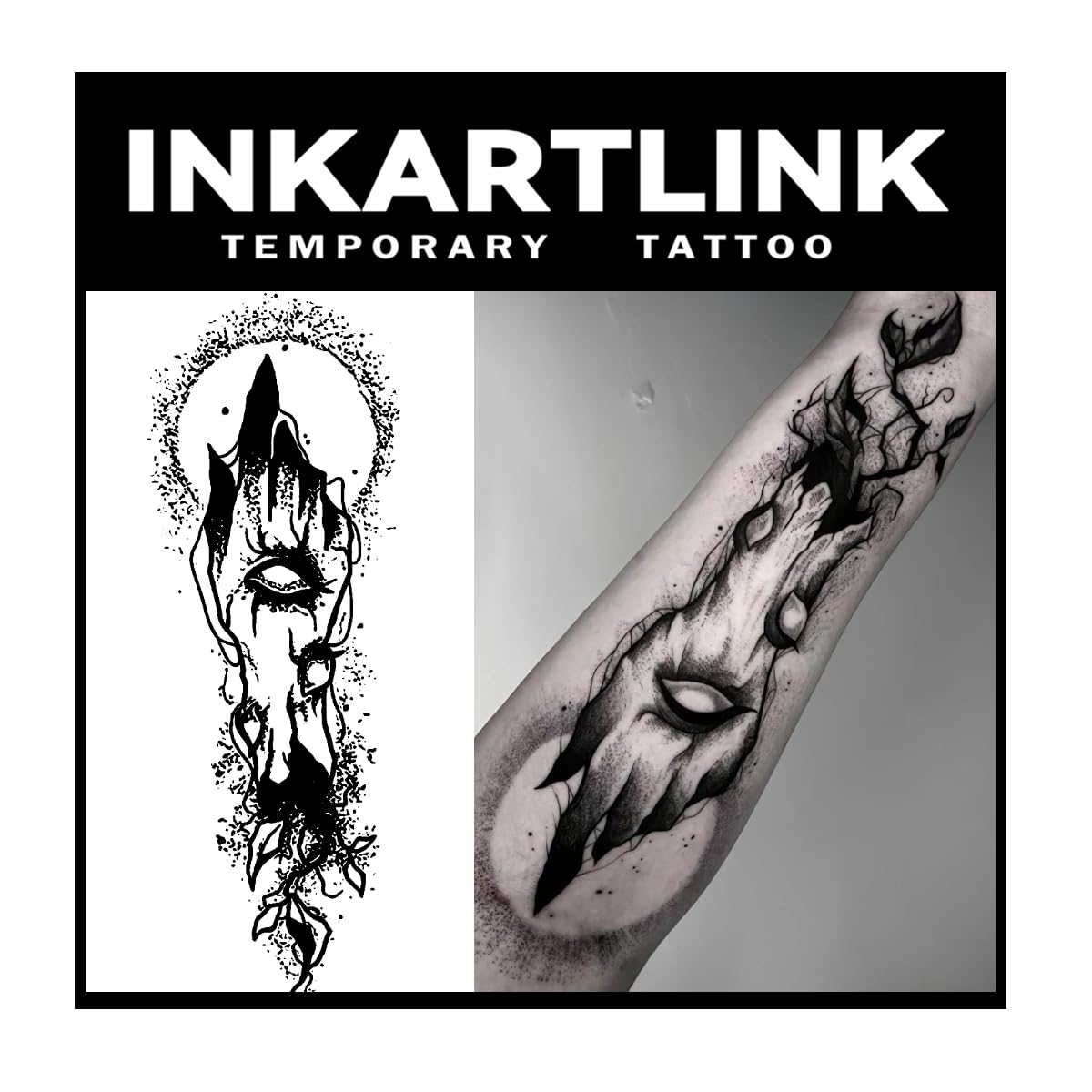 Inkartlink Large Semi Permanent Tattoo, Waterproof Evil Eye Design, Realistic Look, Lasts 1-2 Weeks