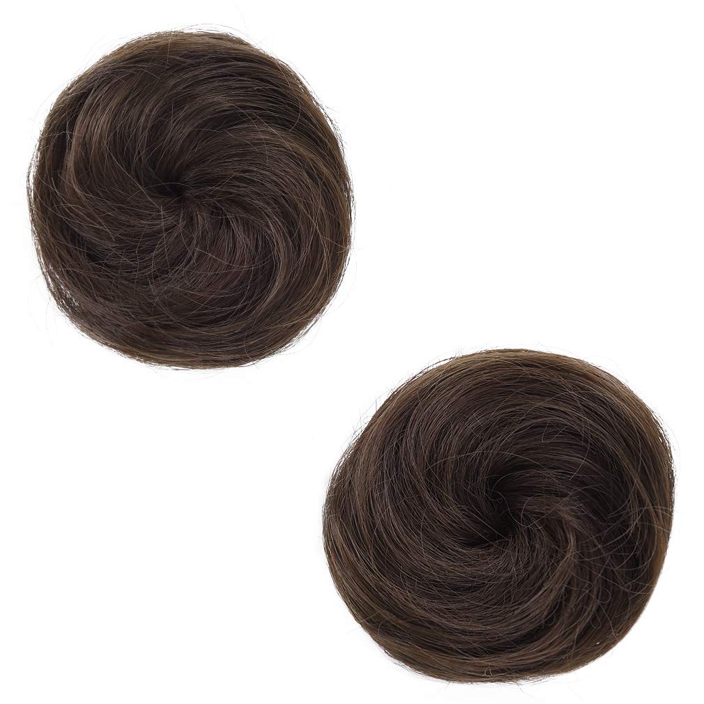 REECHO Mini Claw Clips - 2 PCS Cat Ears Hair Bun Extensions, Dark Chocolate Brown, 3&quot; Straight