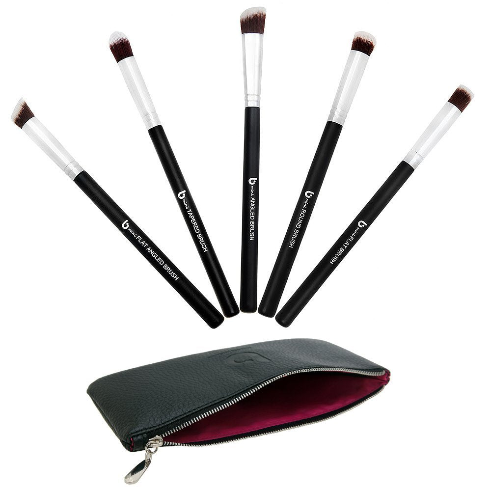 Beauty Junkees Mini Kabuki Brush Set – 5Pc Professional Makeup Brushes With Case, Cruelty Free