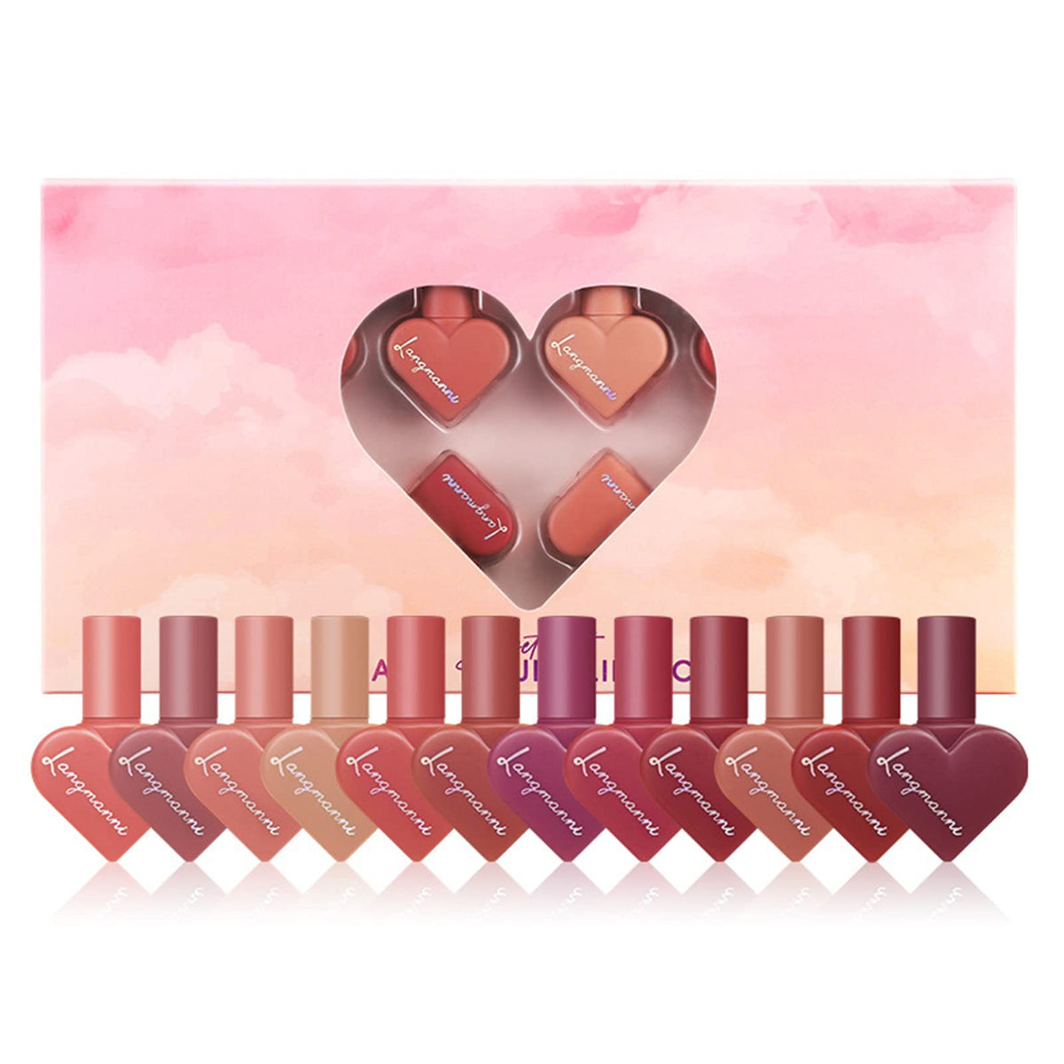 Fantasyday 12Pcs Matte Nude Lip Gloss Set - Waterproof, Highly Pigmented, Lip Plumping Makeup