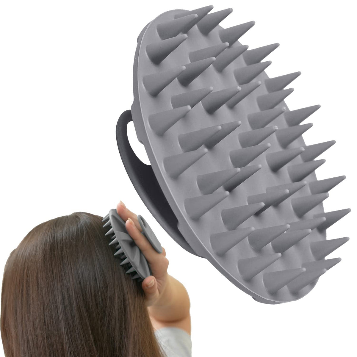 INNERNEED Scalp Massager Shampoo Brush - Soft Silicone, Gray, for Hair Growth & Dandruff Removal