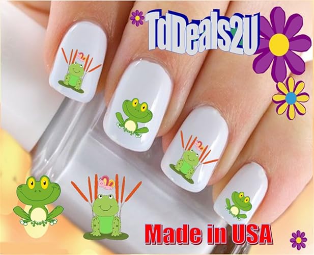 Hipzysticky Nail Art Decals - Frog Set #1 Cartoon Waterslide Stickers For Diy Nail Design