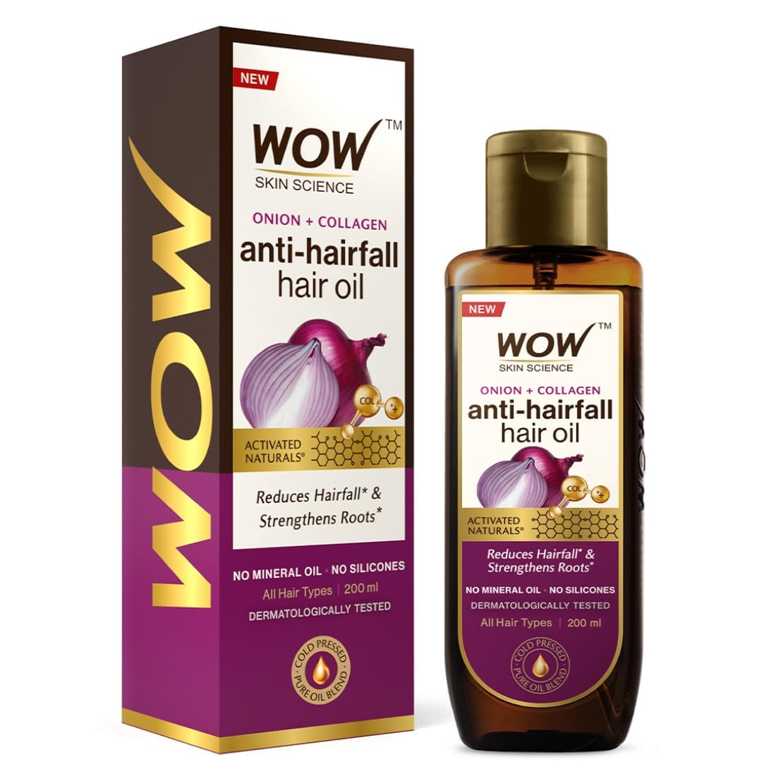 WOW Skin Science Onion Black Seed Hair Oil - Nourishing Treatment for Dry, Damaged Hair 1 Fl Oz