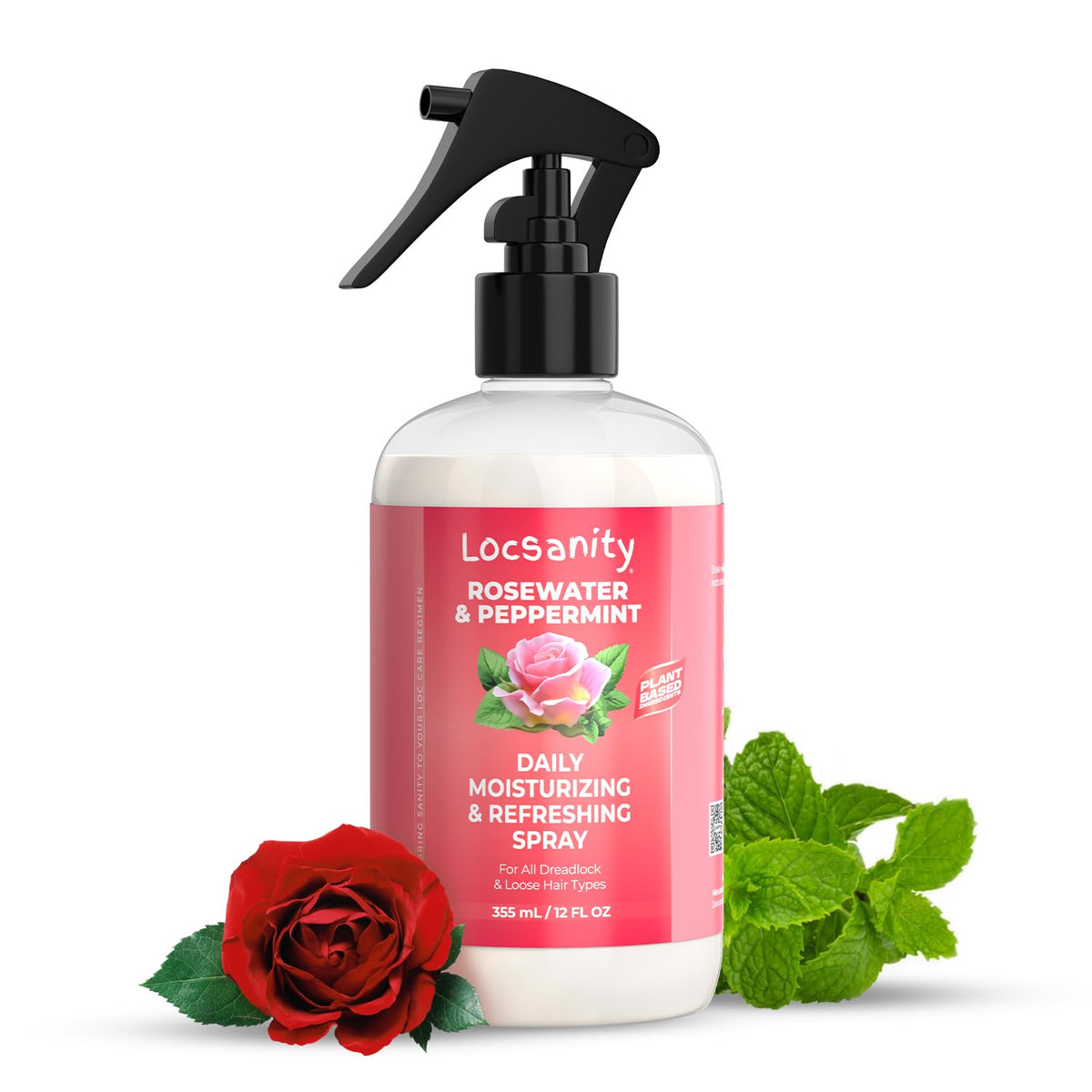 Locsanity Rose Water & Peppermint Daily Moisturizing Spray For Locs & Dreadlocks - 12Oz