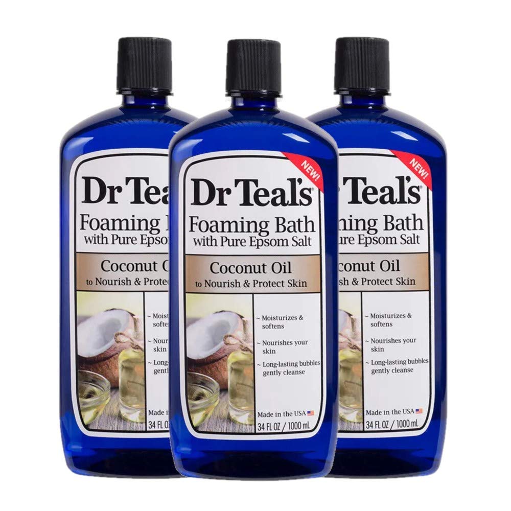 Dr. Teal'S Coconut Oil Foaming Bath Gift Set - 3 Pack, 34Oz Each, Nourish & Protect Eps