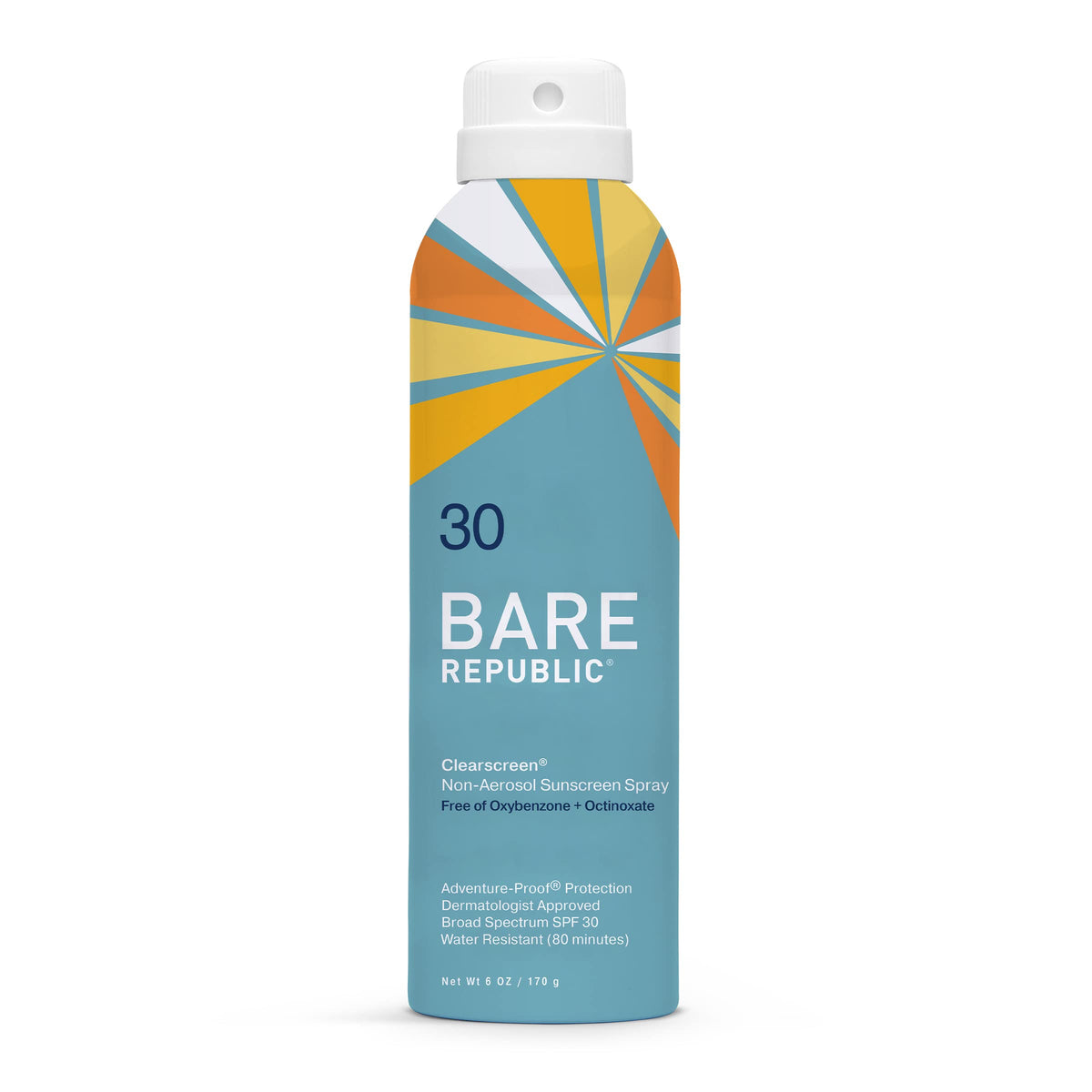 Bare Republic Clearscreen Sunscreen Spf 30 Spray, Water Resistant, Invisible Finish, 6 Fl Oz