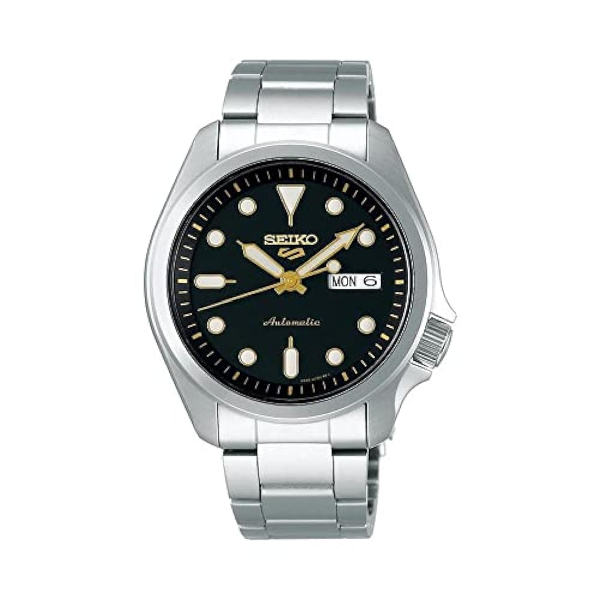 Seiko 5 Sports Automatic Watch Srpe57K1, 100M Water Resistant, Black Dial, White Accents