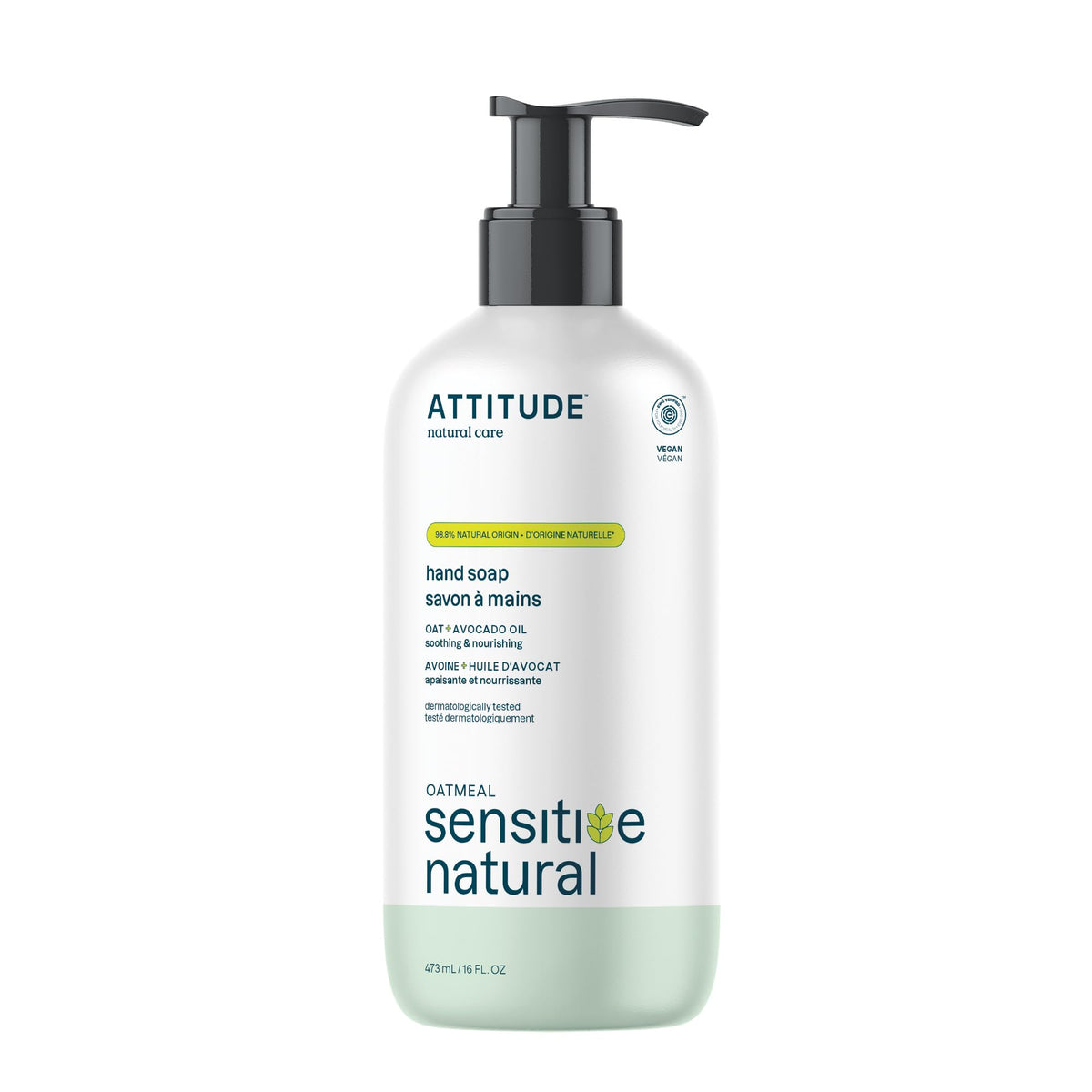 Attitude Sensitive Skin Hand Soap With Oat & Avocado Oil, Ewg Verified, Vegan, 16 Fl Oz