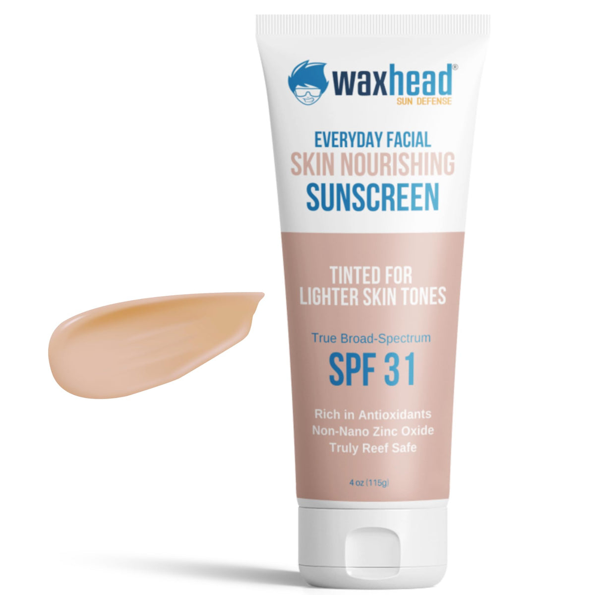 Waxhead Tinted Mineral Sunscreen Spf 31, Lightweight Zinc Oxide, Hydrating, Light Tint 4Oz