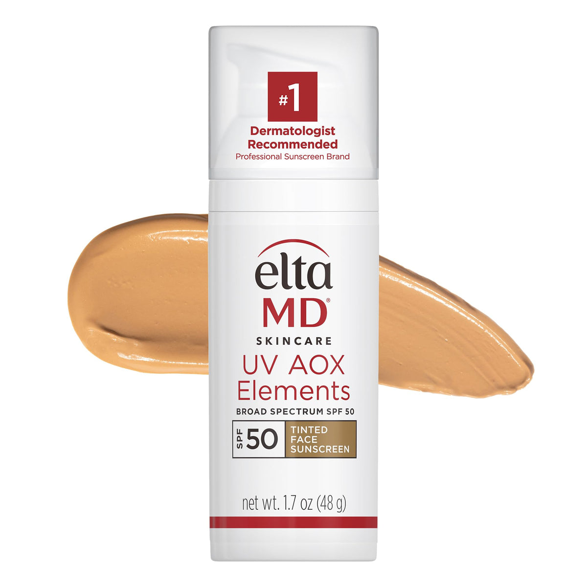 Eltamd Uv Aox Tinted Mineral Face Sunscreen Spf 50, Antioxidant, 1.7 Oz Pump