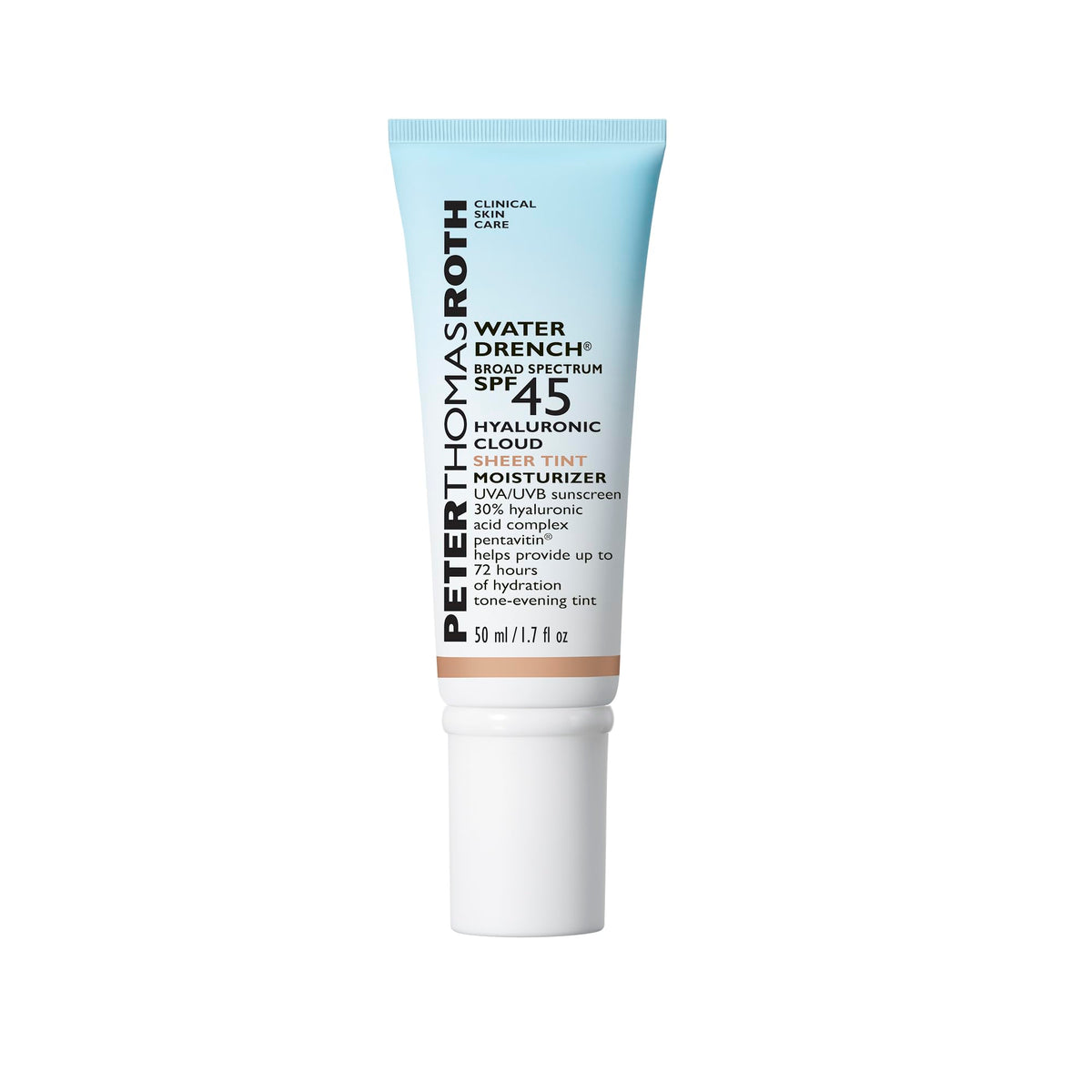 Peter Thomas Roth Water Drench Hyaluronic Cloud Sheer Tint Moisturizer Spf 45, Tan, 1.7 Fl Oz