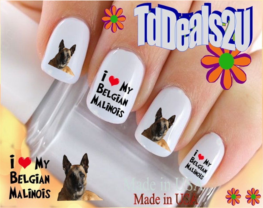 Hipzysticky Nail Art Decals - Belgian Malinois Waterslide Stickers For Diy Nail Design