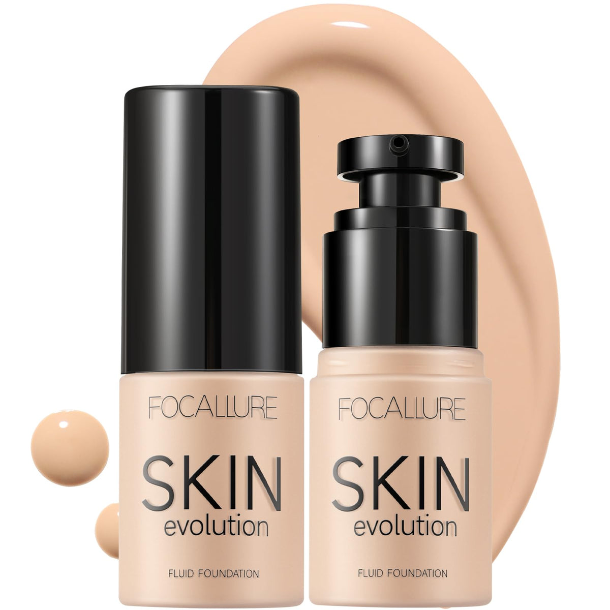 Focallure 2 Pcs Liquid Foundation & Concealer, Full Coverage, Waterproof, Oil-Control, Warm Ivory