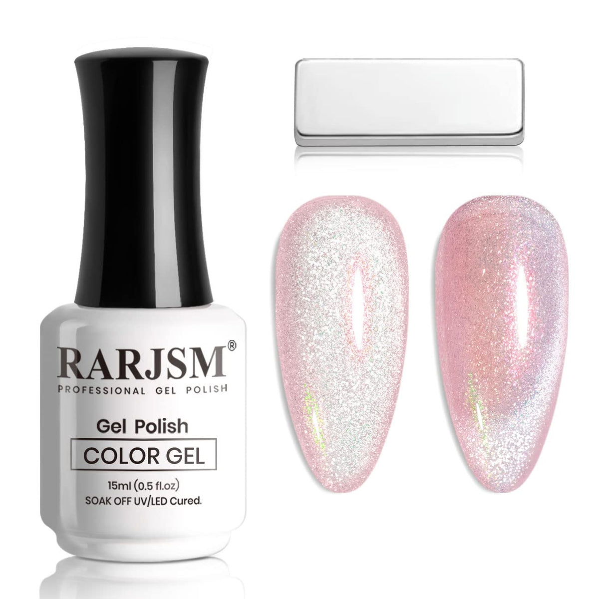 Rarjsm Aurora Cat Eye Gel Nail Polish 15Ml Velvet Silver Glitter Champagne Pink Uv Led