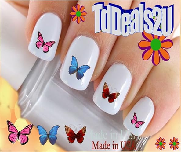 Hipzysticky Nail Art Decals - Waterslide Stickers, Butterfly Design, Diy Salon Quality