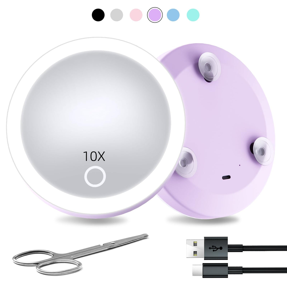 Suupvaor 10X Travel Magnifying Mirror With Light - 4&quot; Rechargeable Compact Makeup Mirror