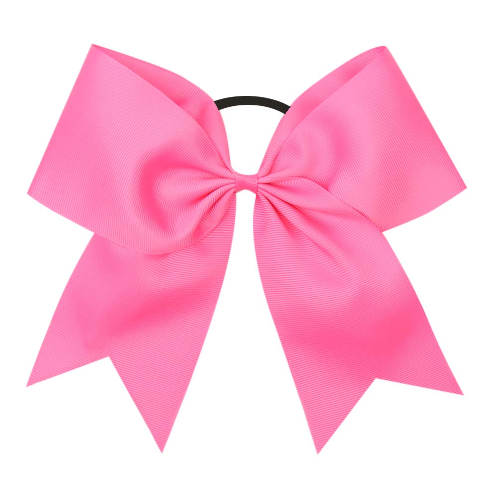 OAOLEER 8&quot; Jumbo Cheer Bow Ponytail Holder - Hot Pink Grosgrain Hair Accessory for Girls & Women