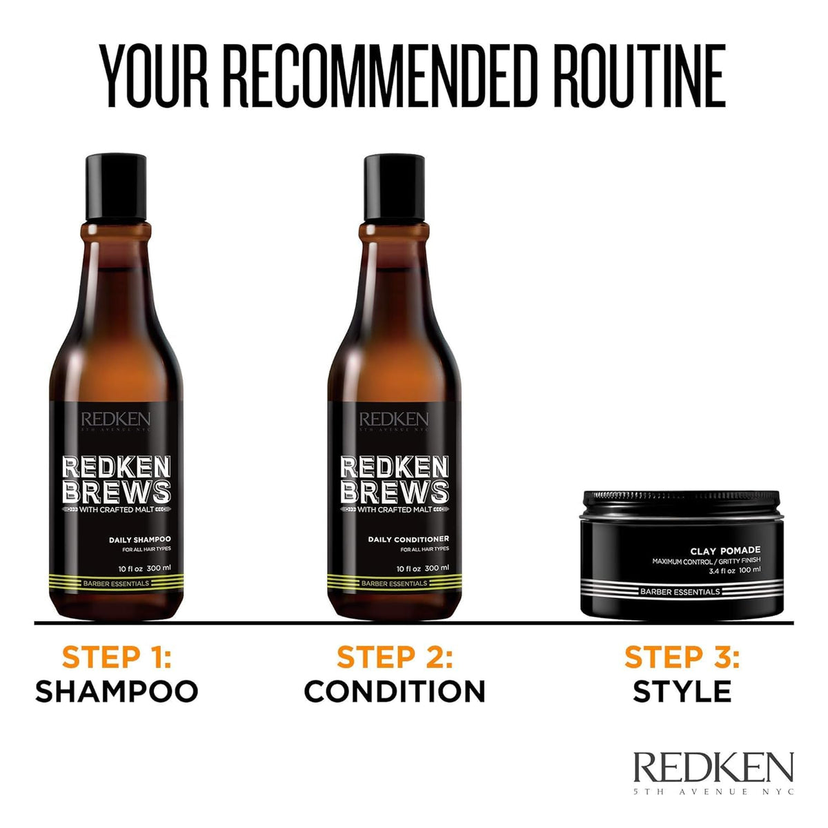 Redken Brews Daily Shampoo for Men - Lightweight Hydrating Cleanser for All Hair Types, 10 Fl Oz