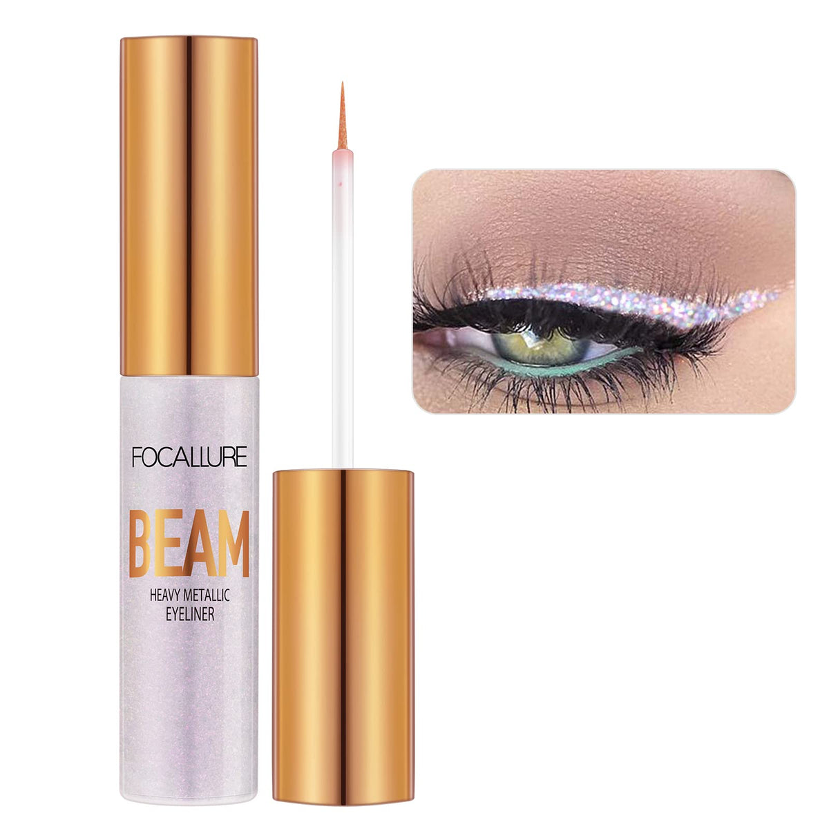 Focallure Beam Eyeliner - Waterproof Metallic Glitter Liquid Pencil For Party & Costume, #05 Party