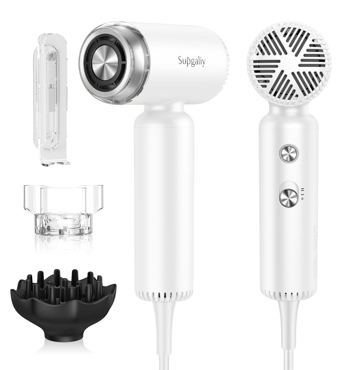 Supgaliy Mini Hair Dryer - Ionic High-Speed, Lightweight, Quiet Blow Dryer With Diffuser & Concentrator