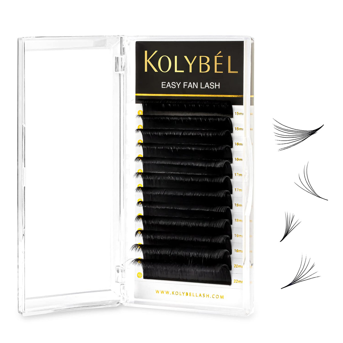 Kolybel Easy Fan Eyelash Extensions 0.03 D Curl 17mm Mink Fur Volume Lashes Self Fanning