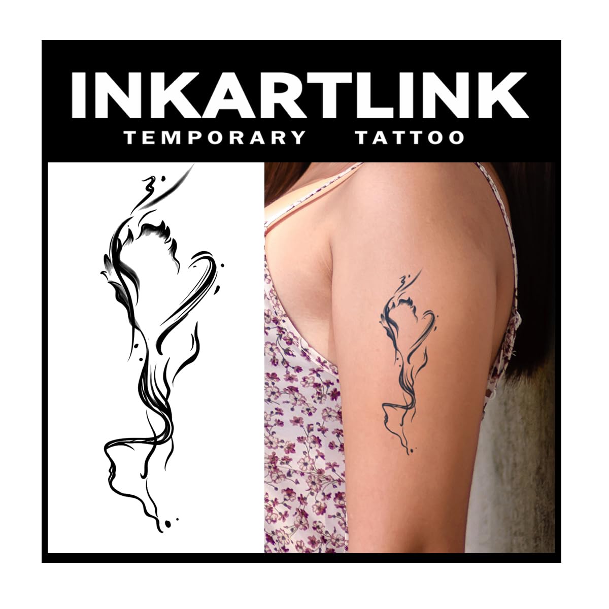 Inkartlink Semi Permanent Tattoo Sheets, Waterproof Heart Design, Lasts 1-2 Weeks, Realistic Look