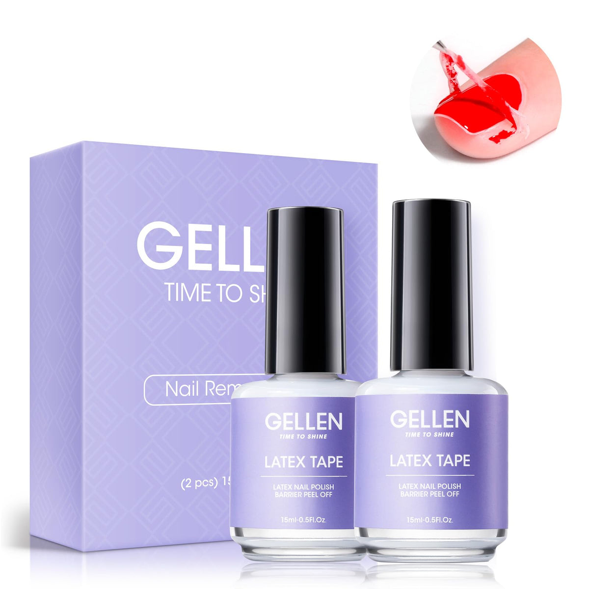 Gellen Fast Drying Gel Polish Remover Latex Tape - Cuticle Guard Nail Art Protector, 2 Pcs