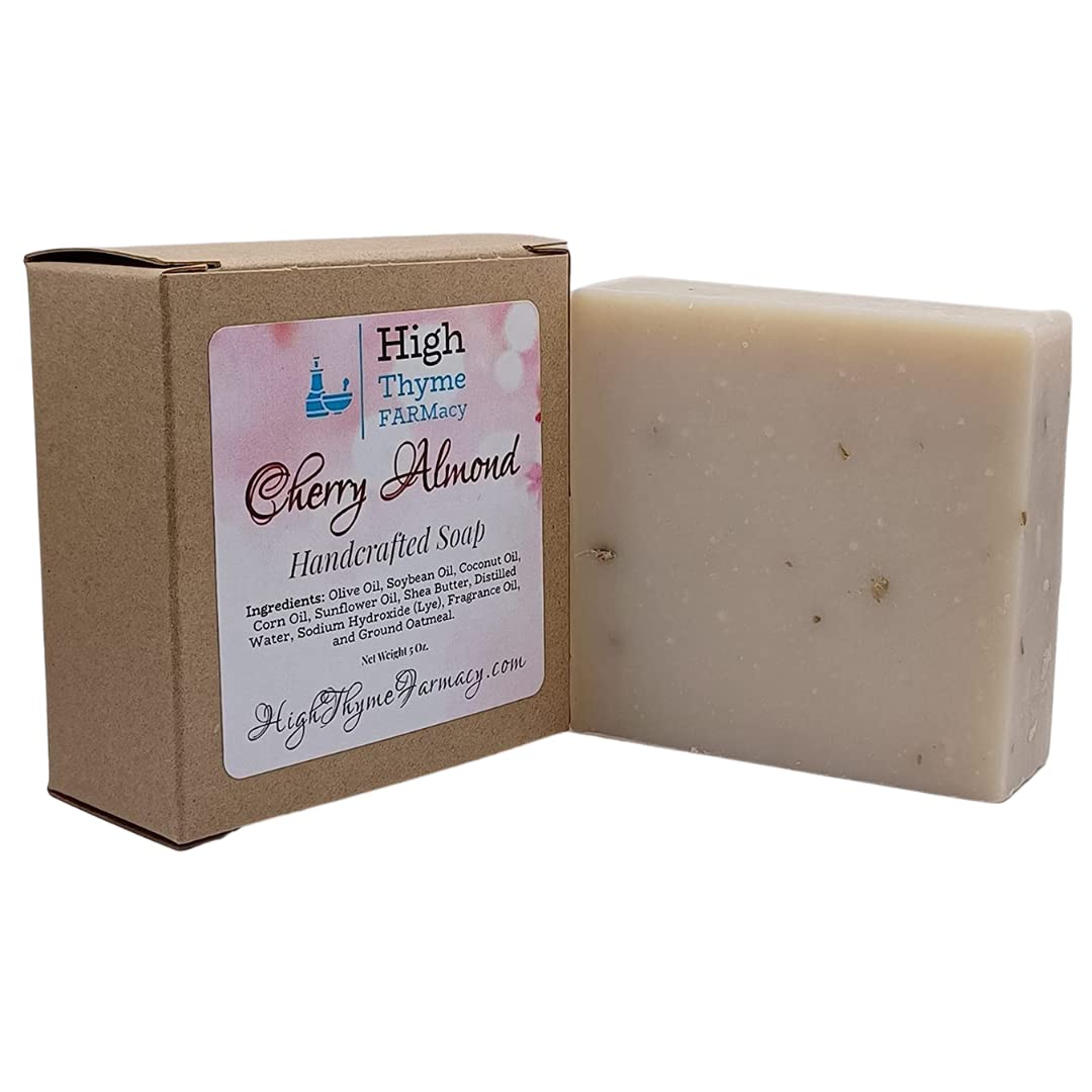 High Thyme Farmacy Cherry Almond Soap - 5Oz Exfoliating Oatmeal Soap For Dry Skin Remedy