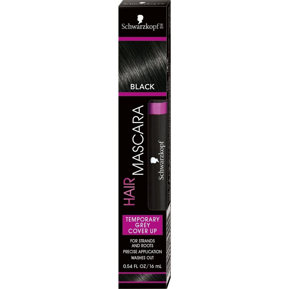 Schwarzkopf Hair Mascara - Black, 16Ml Tube For Quick Coverage & Root Touch-Up