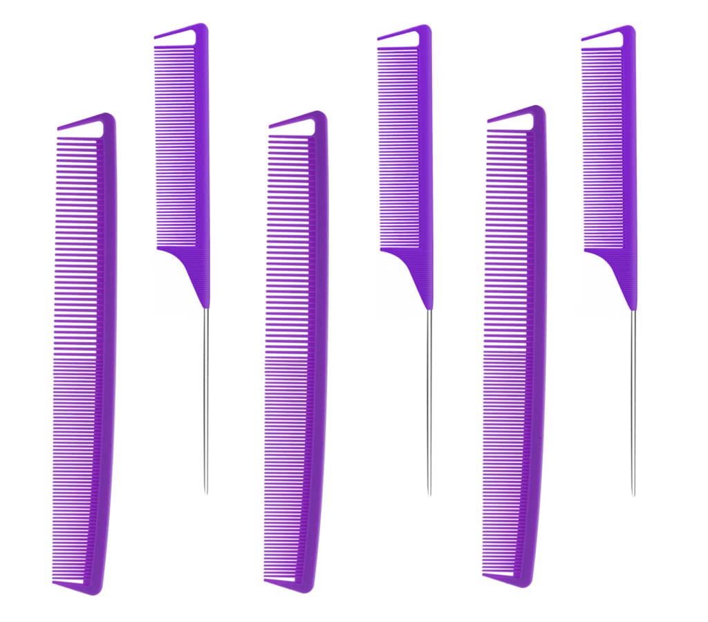 Onerusus 6Pcs Hairdressing Combs Set - 3Pcs Rat Tail & 3Pcs Cutting Com