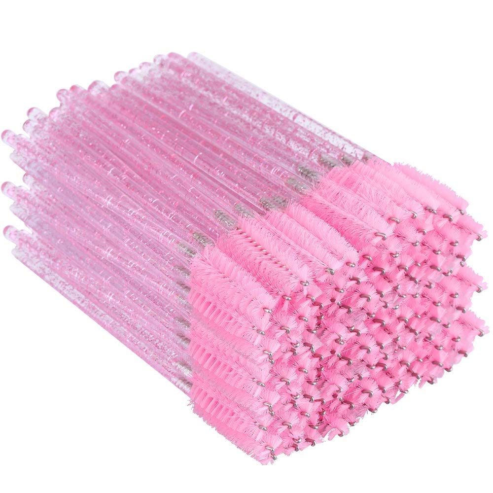 G2Plus 300Pcs Pink Eyelash Brushes - Disposable Mascara Wands For Extensions & Eyebrow Makeup