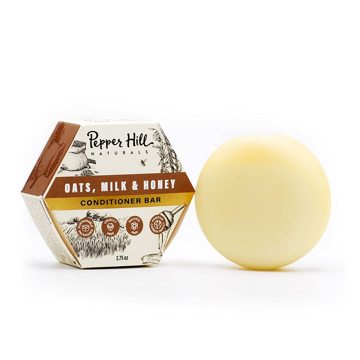 Pepper Hill Conditioner Bar - Oat Milk Honey, Fragrance Free, Plant-Based, 2.75 Oz