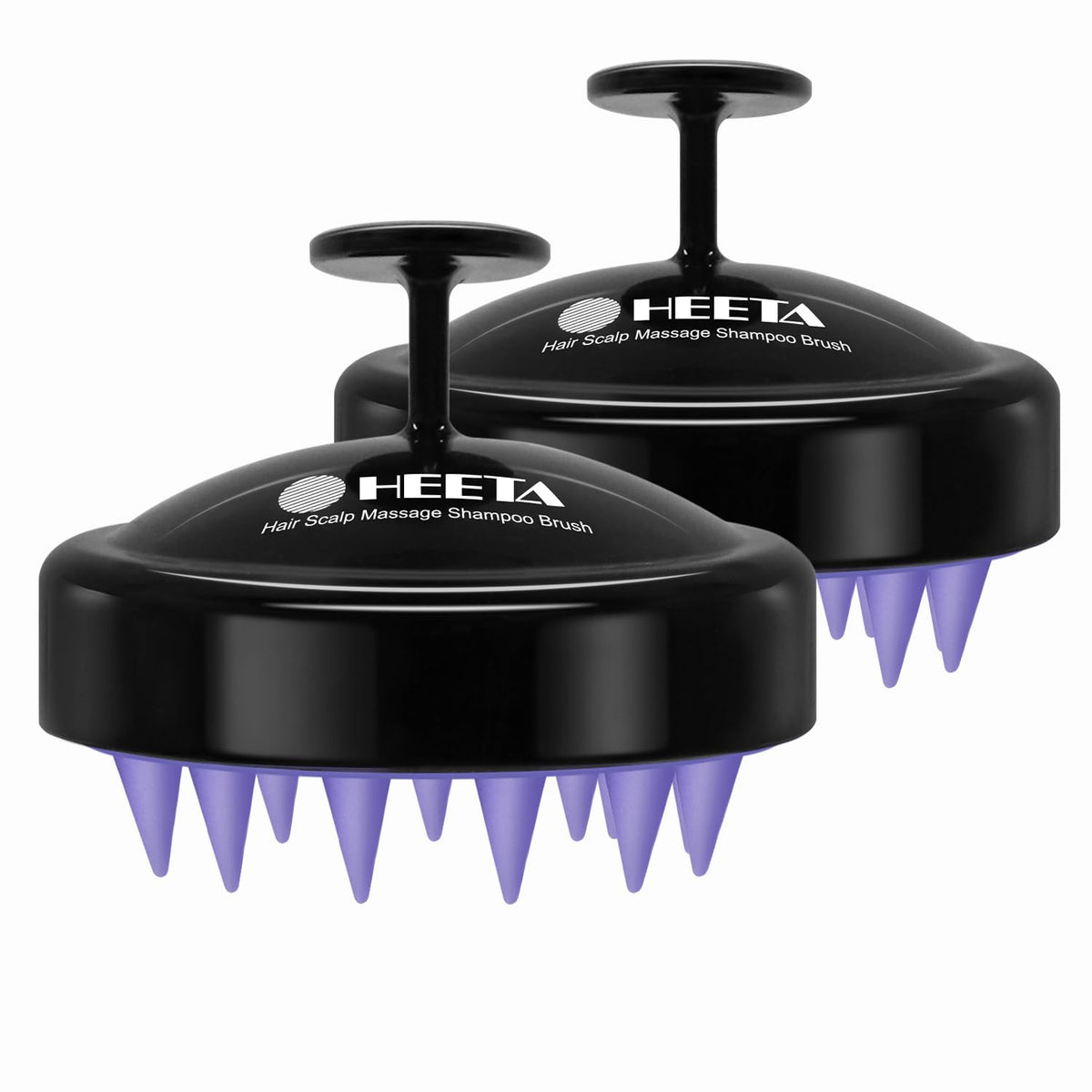 HEETA Hair Scalp Massager Brush - 2 Pack Silicone Shampoo Detangler for Hair Growth, Black