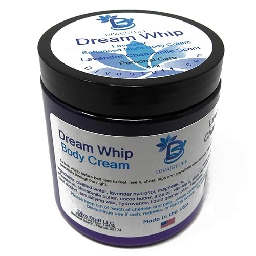 Diva Stuff Dream Whip Night Body Cream, Magnesium & Hemp, Lavender Chamomile, 8 Oz