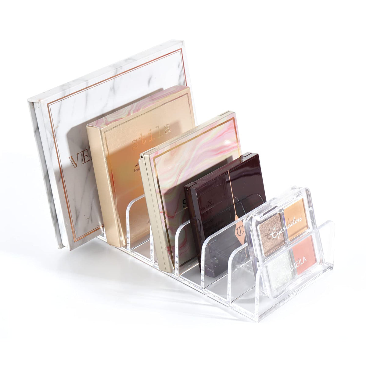 V-Hanver Clear Acrylic Makeup Organizer - 7 Sections For Palettes, Vanity & Bathroom Storage