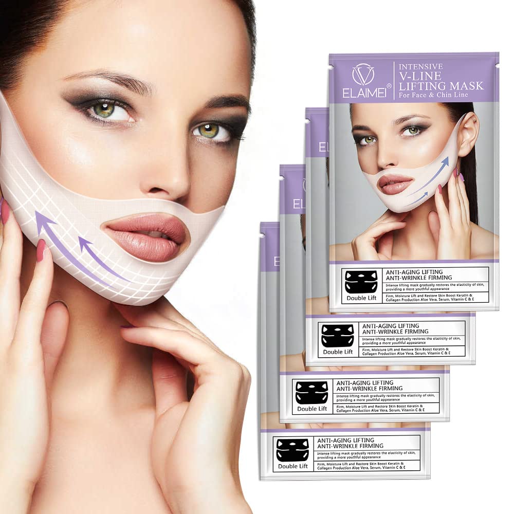 Resdam V Shaped Contouring Face Mask - Double Chin Reducer & Lifting Firming Moisturizer 1Oz