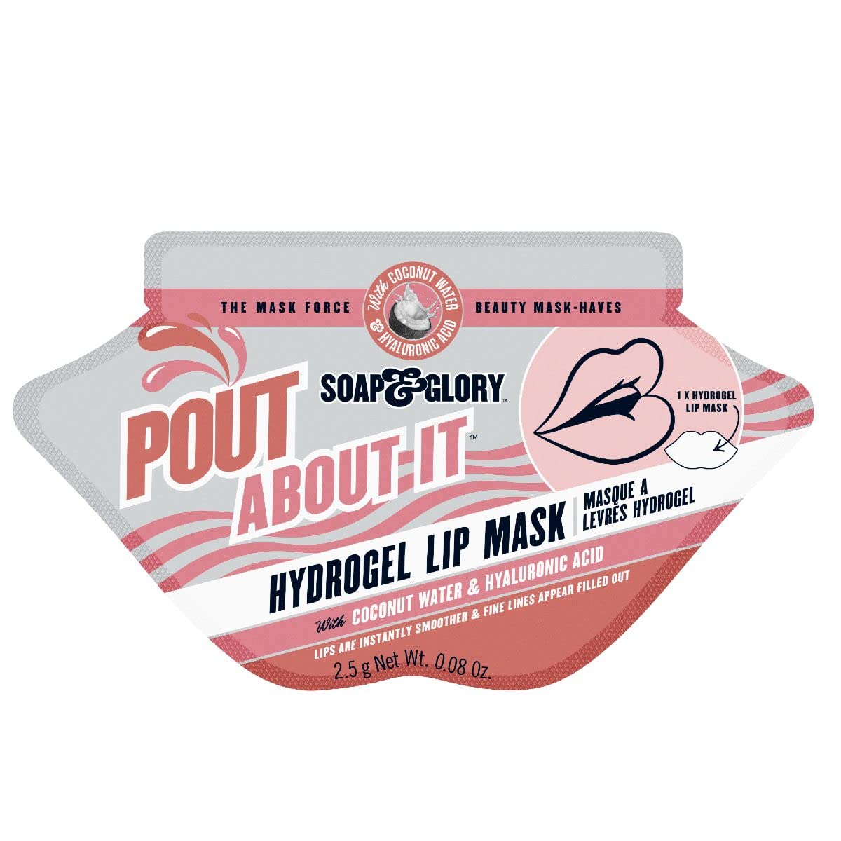 Soap & Glory Hydrogel Lip Mask - Hydrating Coconut Water & Hyaluronic Acid For Dry Lips 2.5G