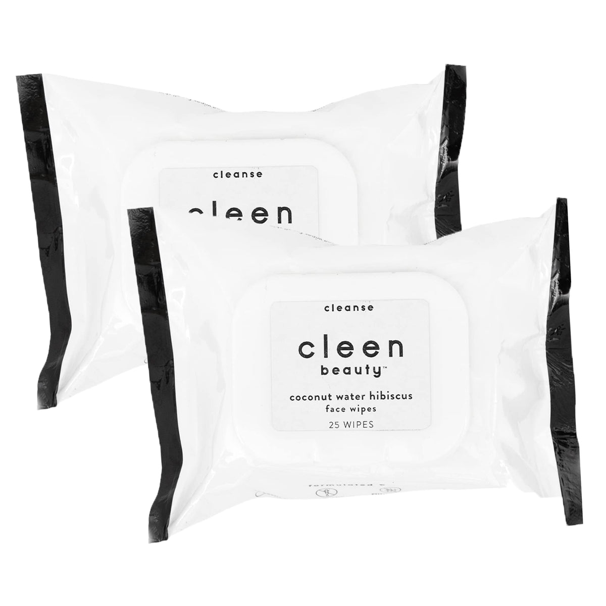 Cleen Beauty Coconut Water Hibiscus Face Wipes - Hydrating Biodegradable Makeup Remover, 2 Pack