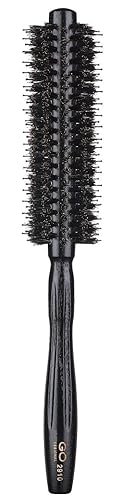 PERFEHAIR 1.7&quot; Round Brush - Natural Boar & Nylon Bristles for Volume & Styling, Black