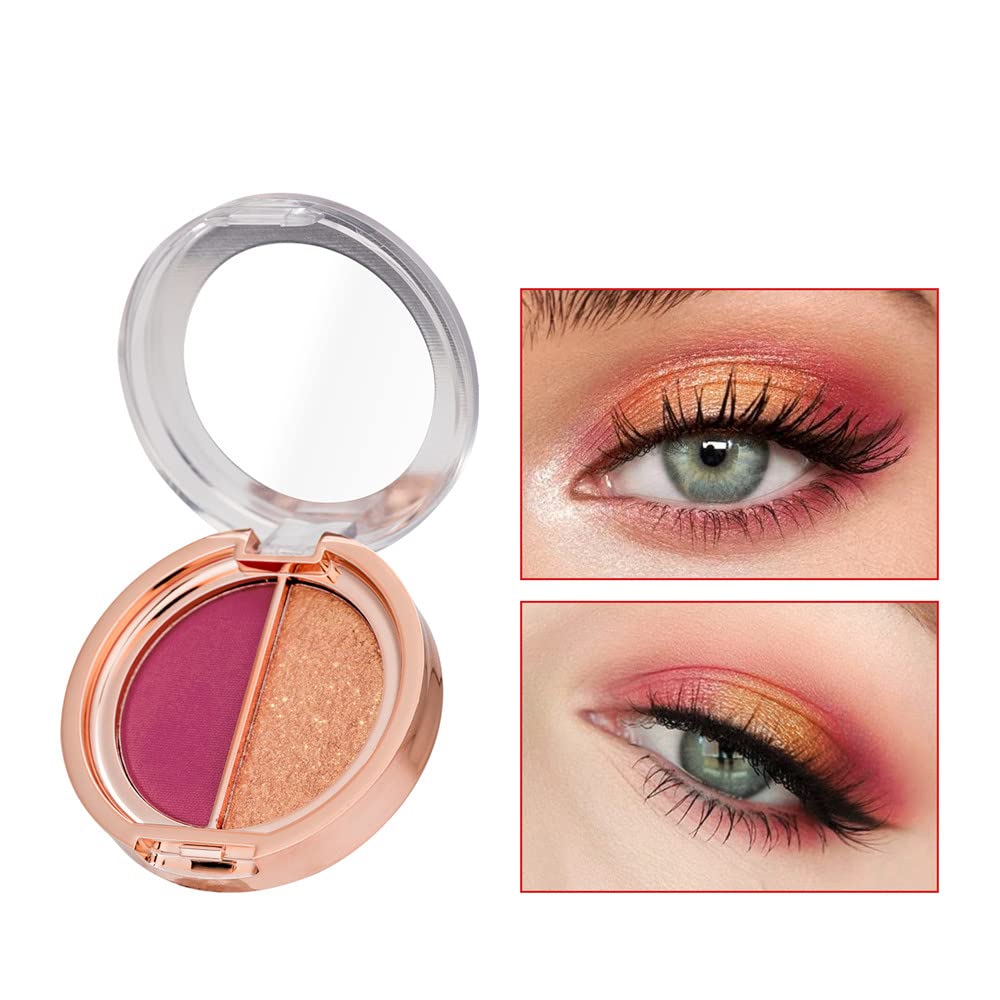 Timipoo Double Color Eye Shadow Palette - High Pigment Matte Shimmer Waterproof 02#Plum Red