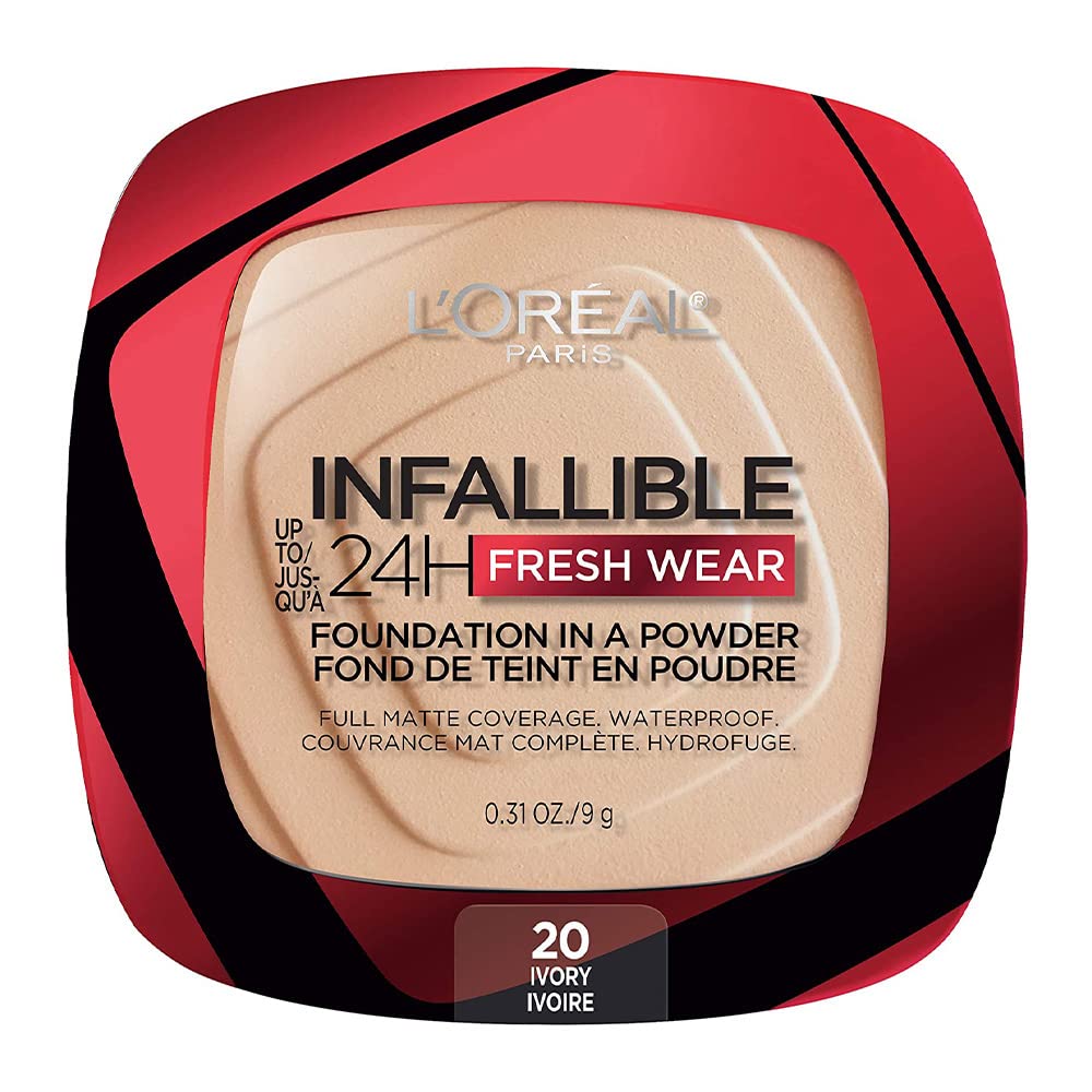 L'Oreal Paris Infallible Fresh Wear Foundation Powder, Waterproof, Ivory, 0.31 Oz.