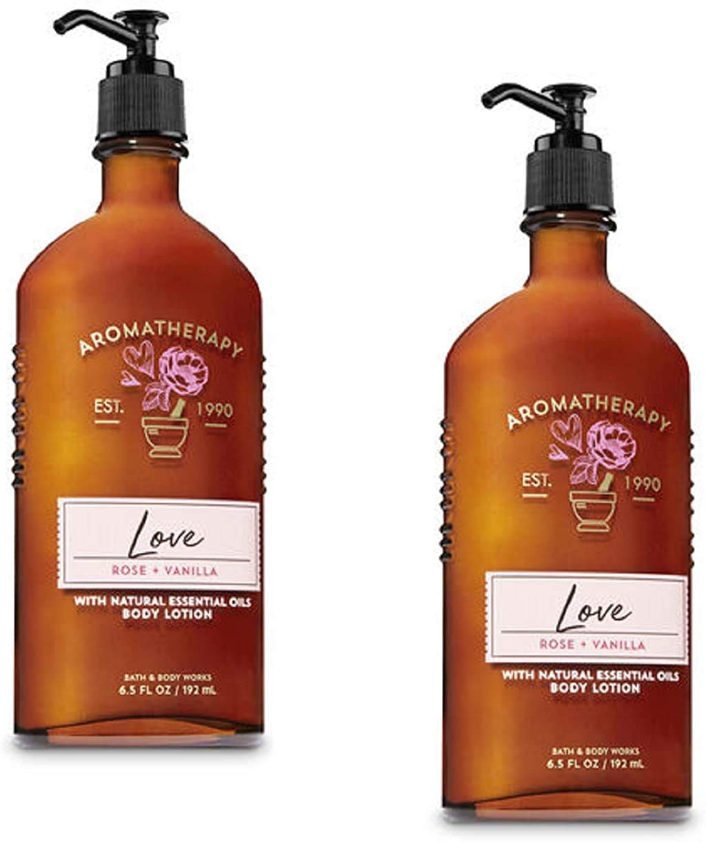 Bath & Body Works Aromatherapy Love Body Lotion, Rose & Vanilla, 6.5 Fl Oz, Pack Of 2