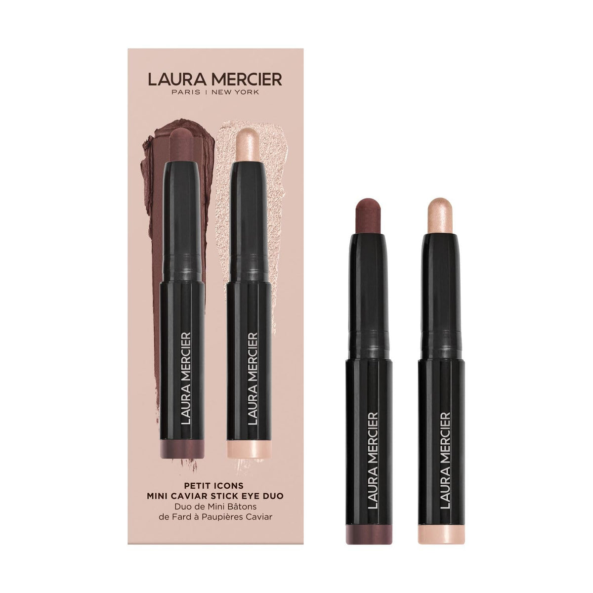 Laura Mercier Caviar Stick Eyeshadow Set - 24Hr Waterproof, Blendable, Shimmer Rosegold & Dark Cacao